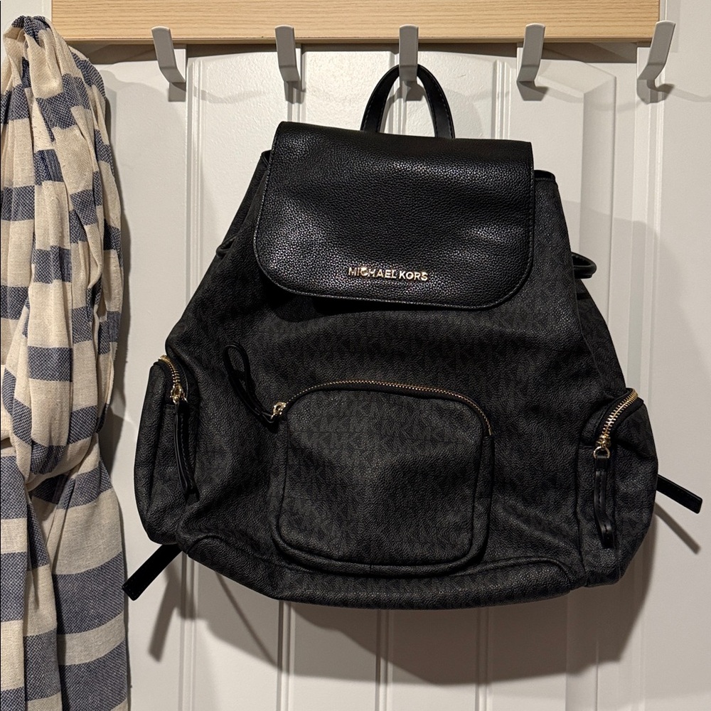 Michael Kors Black and Gold Backpack